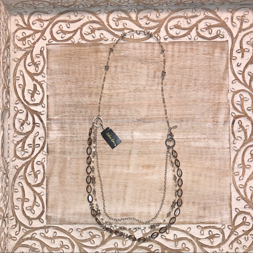 NWT Cookie Lee Beaded Bronze & Silver Necklace